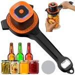 Electric Jar Opener, 2 in 1 Bottle Jar Openers for Arthritis Hands Weak Hands, Elderly, Auto-Adjusting Jar Opener with Rubber Gripper Pad, Effortless Kitchen Gadget (Orange)