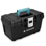 Navaris Tool Box 16 Inch - 40cm Rugged Plastic Multi-Purpose Toolbox Case with Lift-Out Organizer Tray to Store and Transport Tools - 1 Latch