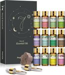 PHATOIL Premium Essential Oils Set with Wood Diffuser Pure Natural Aromatherapy Oils Gift Set-12 Pack/5ml for Relaxation, Peaceful, Diffuser, Humidifier