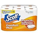 Scott ComfortPlus Toilet Paper, 12 Triple Rolls, 231 Sheets per Roll, Septic-Safe, 1-Ply Toilet Tissue