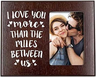 Elegant Signs Long Distance Relationships Gifts - Going Away Couples Picture Frame 4x6 for Him or Her - I Love You More Than The Miles Between Us