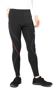 Fila Men's Athletic Leggings Tights 445121 for Cycling, Running, Yoga, Workouts Men's Pants (M, BLK/BLU/RED)