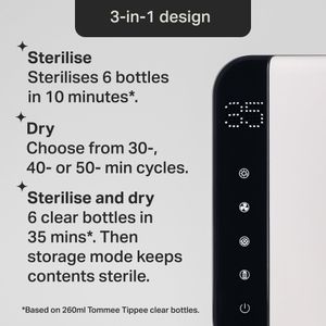 Tommee Tippee Ultra UV Steriliser & Dryer – White Baby Bottle Sanitizer
