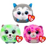 TY Puffies Soft Plush Toy Multipack | Evie, Slush, Topaz | 4-Inch Collectible Cuddly Stuffed Beanie Baby Teddy