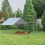 COSTWAY Large Chicken Run Coop, Galvanized Metal Walk-in Hen House with Waterproof & Sun-protective Cover, Poultry Shade Cage for Hens Rabbit Dogs Ducks (400 x 300 x 195cm)