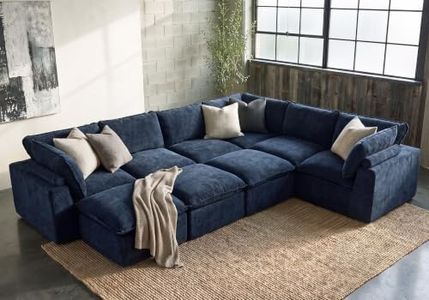 Iroomy Boneless Modular Sectional Sofa, Cloud Couch, 9 Seater, BLUE | No Assembly Needed, Deep Seat, Chenille Fabric for Living Room & Apartment