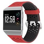 Faychey Compatible with Fitbit Ionic Strap for Men Women, Soft Sport Silicone Adjustable Replacement Breathable Strap Compatible for Fitbit Ionic for Women Men Girls Boys, Red-Black