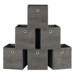 SONGMICS Storage Cubes, Set of 6 Storage Bins with Handle, Non-Woven Fabric Storage Boxes, 26 x 26 x 28 cm, Fit Cube Storage Unit, Foldable, Clothes Storage, Misty Grey RFB126G01