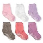 LA Active Baby Socks 3-6 Months - 6 Pairs of Newborn, Infant & Toddler Socks for Boys and Girls with Non-Slip Grip - Crew Style - Girls
