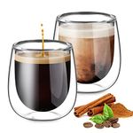 glastal Double Walled Espresso Coffee Glass Cups Glasses Borosilicate Glasses for Tea Dessert 100ml (4oz) Set of 2