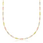 Barzel 18K Gold Plated Multi Stone Crystal Baguette Necklace for Women - Made In Brazil (Multicolor, 18 Inches)