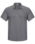 Outdoor Ventures Men's Quick Dry Casual Shirts UPF 50 Button Down Hiking Shirts Lightweight Short Sleeve Cooling Shirt for Safari Fishing Golf Travel Grey XL