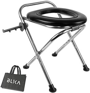 BLIKA Upgraded Portable Toilet for Camping, 350LBS Weight Capacity Portable Camping Toilet, Folding Toilet, Stainless Steel Portable Toilet with Soft Seat, Portable Toilet Travel Toilet Car Toilet