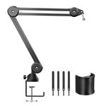 TONOR Microphone Boom Arm, Adjustable Microphone Stand Desk Mic Arm Extra-large Pop Filter Compatible with Blue Yeti HyperX Quadcast Snowball Rode Razer Seiren Mini Elgato Wave for Recording T40