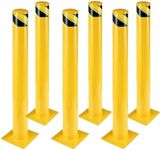 Safety Bollard 6 Packs, CuisinAid 42 Inch Height Bollard Post, 4.5 Inch Diameter Steel Pipe Safety Bollard Post, 8 Anchor Bolts, for Traffic Control, Driveway Barrier, Parking Pole