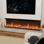 Tangkula 60 Inches 3-Sided Electric Fireplace Insert, 750W/1200W Recessed Fire Places Heater with 12 Flame Colors, 5 Brightness, 8H Timer & Overheat Protection and Remote Control