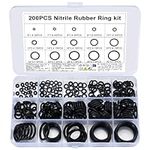 200 Pcs O-Rings Gasket kit, Rubber Nitrile Washers O Rings Assorted, Kitchen Tap Washers Seals Spacers for Mixer Taps, Plumbing, Rubber Spacer Gasket Washers Seal O-Ring Kit - 15 Sizes