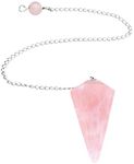 MANIFO Natural Rose Quartz Crystal Pendulum Faceted Point Gemstone Reiki Healing Pendulums for Dowsing Scrying