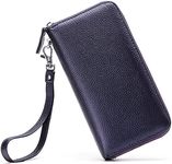 Moflycom Womens Wallet RFID Blocking Genuine Leather Zip Around Wallet Clutch Wristlet Travel Long Purse for Women, LC Purple, L, Rfid Wallet