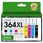 CATJOY 364XL Ink Cartridges Replacement for HP 364 XL for Deskjet 3520 3521 3070A Photosmart 5510 5520 b110 5511 5515 5524 6510 6520 6512 7510 7520 Officejet 4610 4620 (B/C/M/Y，4-Pack)