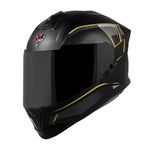 Steelbird SBH-57 Carbon Fighter ISI and DOT Certified Full Face Helmet for Men and Women with Inner Chrome Sun Shield (X-Large 620 MM, Glossy Black Neon)