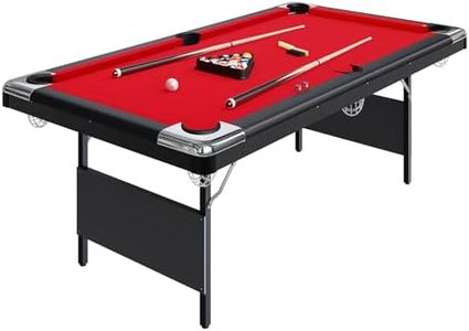 MegaChoice 6-7 Ft Folding Pool Table, Portable Pool Table, Billiard Table Set Includes Balls, Cues, Chalks and Brush, for Family Game Room, Adult Rrec Room, Basements (Red, 7FT)