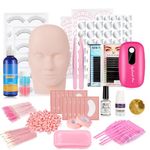 SZCY LLC Professional Lash Eyelash Extension Kit, NEW 22PCS Eyelash Grafting Training Tools Lashes Extension Practice Exercise Set with Mannequin Head, Glue Lashes Tweezers for Beginners Practice Eye