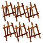 Roger & Moris Set of 6 Teak Wood Artist Easel 3 Legs for Painting, Holding Pictures, Display and Advertisements (Brown, Size: 15 Inch)