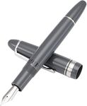 erofa Majohn P136 Piston Fountain Pen 1.1 mm Stub Nib with Box, Gray Resin Writing Pen Set