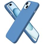 ORNARTO Compatible with iPhone 15 Plus Case 6.7, Slim Liquid Silicone 3 Layers Full Covered Soft Gel Rubber Case Protective Cover 6.7 inch-Blue