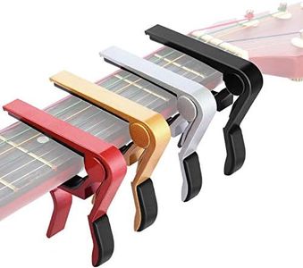 Mudder 4 Pcs Guitar Capo Aluminum Metal Universal, Acoustic and Classical Electric Guitars, Bass, Banjo, Violin, Mandolin, Ukulele All Types Lightweight String Instrument (Black, Red, Silver, Gold)