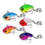 Yhuasia 5 Pieces Lures Metal,Jig Lure Crankbait,Popper Bait,Jig Spinner Set,Fishing Jigs Bass,Artificial Bait Fishing Hook,for Outdoor Camping Bait Trout Perch Pike Chub Zander(2.2cm)