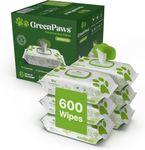 Green Paws Premium Dog Wipes, Compostable, Plant-Based, Strong Grooming Wipes for Cats and Dogs, Use on Body, Bum, Ear and Paws, Unscented (600 Count (Pack of 6))