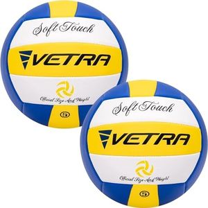 VETRA Soft Touch Volleyball 2 Pack - Official Size 5 for Indoor/Outdoor/Gym/Beach Games - Soft Volleyball with Durable Stitching & PVC Cover - Ideal for Professionals, Beginners, Adults, Gifts