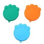 SLSON 3 Pack Pet Food Can Lids Universal Cat Dog Food Can Covers Cute Paw Design Can Lids 1 Fit 3 Standard Size, Blue, Green and Orange