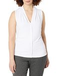 Calvin Klein Women's Solid Sleeveless V-Neck Cami (Petite and Standard), White, Medium