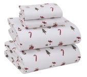 Ruvanti Flannel Sheets California King Size - 100% Cotton Brushed Cal King Bed Sheets Set - Deep Pockets 16 Inches - All Seasons Breathable & Extra Soft - Warm & Cozy, 4 Piece, Snowman Home