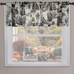 Rod Pocket Toile Valances for Kitchen 40X18 Inch Length,Grey Black