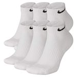 Nike Everyday Cushion Low Training Socks, Unisex Nike Socks, White/Black (6 Pair), S