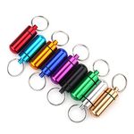 Keychain Pill Box,9pcs Waterproof Mini Aluminum Pill Box Case Organizer with Keychain Outdoor Medicine Holder