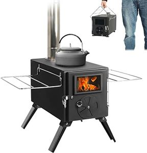 HOPUBUY Wood Stove Hot Tent Stove, Portable Camping Wood Burning Stove for Outdoor Cooking and Heating , Small Wood Stove with 7 Stainless Chimney Pipes and Tent Stove Jack