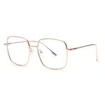 JM Anti Blue Light Blocking Glasses Oversized Square Metal Wide Frame Computer Glasses for Women Gold