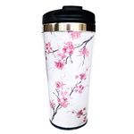 wodealmug Women's Floral Blossom Travel Coffee Mug Thermal Insulated Tumbler Cup with Lid 14 OZ