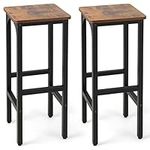 TANGZON Bar Stools Set of 2, Kitchen Counter Breakfast Stools with Footrests & Adjustable Foot Pads, Steel Frame Industrial Wooden Bar Chairs for Home Pub Living Room (Rustic Brown + Black)