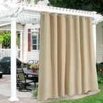 RYB Home Patio Curtains Outdoor Canvas Curtain, Summer Heat UV Shade Blind for Gazebo/Outdoor Dining Area/Doorway/Home Theater Decor, 100 Width x 108-inch Length, 1 Panel, Biscotti Beige