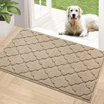 TIMO Indoor Doormat, Front Door Mat 20"x32" Absorbent Rubber Backing Non Slip Door Mats, Washable Resist Dirt Low Profile Entryway Mat, Dog Door Mat for Muddy Wet Shoes and Paws, Beige