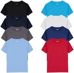 8 Pack Boys Kids Youth Mesh Athletic Quick Dry T Shirts Short Sleeve Moisture Wicking Tee Shirts Active Tops (Age 4-18)