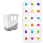 Ubbi Freestanding Bath Toy Organizer Bath Caddy with Removable Drying Rack Bin and Scoop, Grey & Munchkin Dandy Dots Colourful Children’s Non Slip Bath Mat, Multi Colour, 77.5 x 36.2 cm