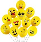 Party Propz Yellow Emoji Balloon - 25 Pcs, Balloons for Decoration | Smiley Theme Balloons for Party | Balloons for Kids | Birthday Balloons Decor | Balloon Printed Face Expression | Smiley Balloons