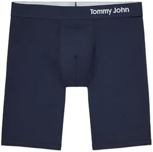 Tommy John Men’s Underwear, Supima Cool Cotton Boxer Briefs with Contour Pouch and Longer 8" Inseam, Comfortable, Breathable Fabric Underwear for Men, Mesh Quick Dry, Navy, Small